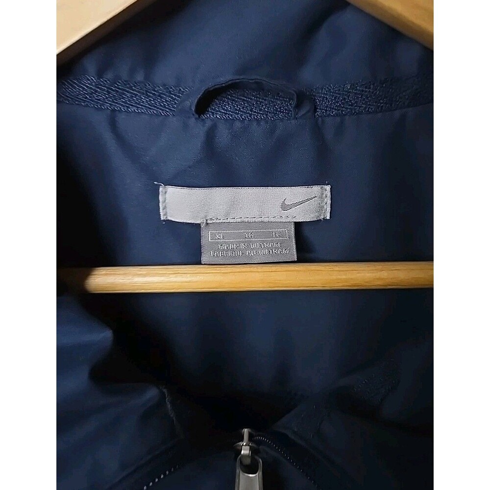 Nike Y2K Jogging Jacket, Logo, Sz XL, Navy Blue w/ White Stripes - Picture 5 of 11
